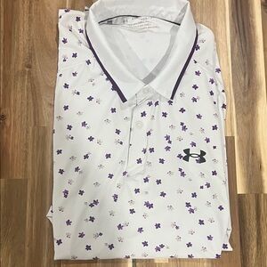 Under Armour  The ISO-Chill Polo Shirt with Purple Floral Pattern size XXL